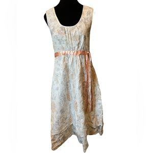 No Boundaries Peach White Gray Boho Prairie Fairy Cottagecore Floral Midi Dress